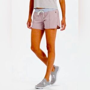 Vuori Women's Athletic Shorts in Pink and Gray